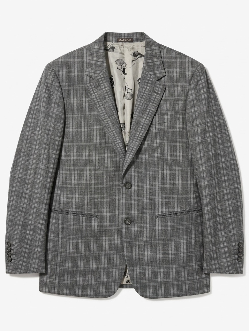Marzoni Bespoke Custom Italian Men's Plaid Two-Button Blazer Grey 42L EUC - Picture 2 of 12